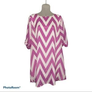 Everly Purple and White Chevron Tunic Dress Size Large